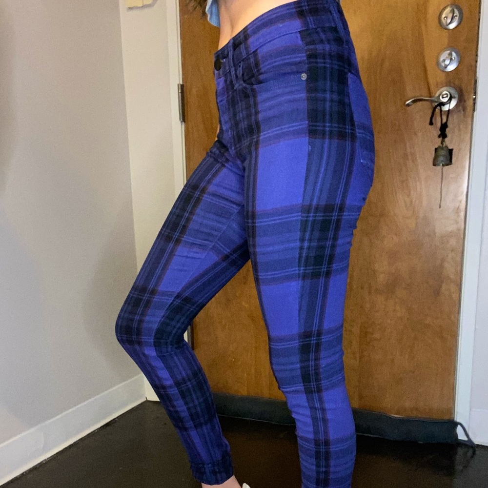 Joe’s plaid skinny jeans blue